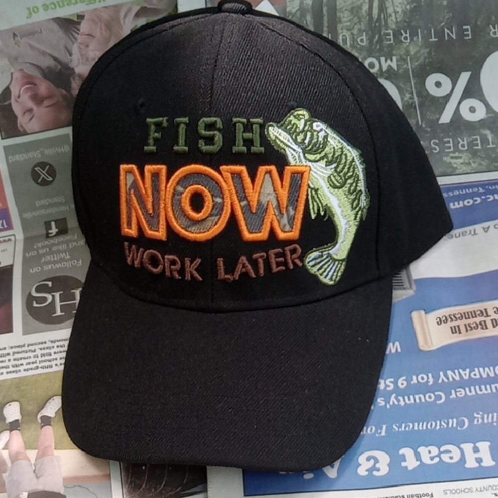 Fish Now Work Later Black Cap